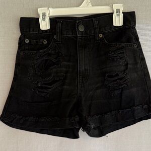Aeropostale Womens Juniors Mom Jean Shorts Black Size 00 Distressed